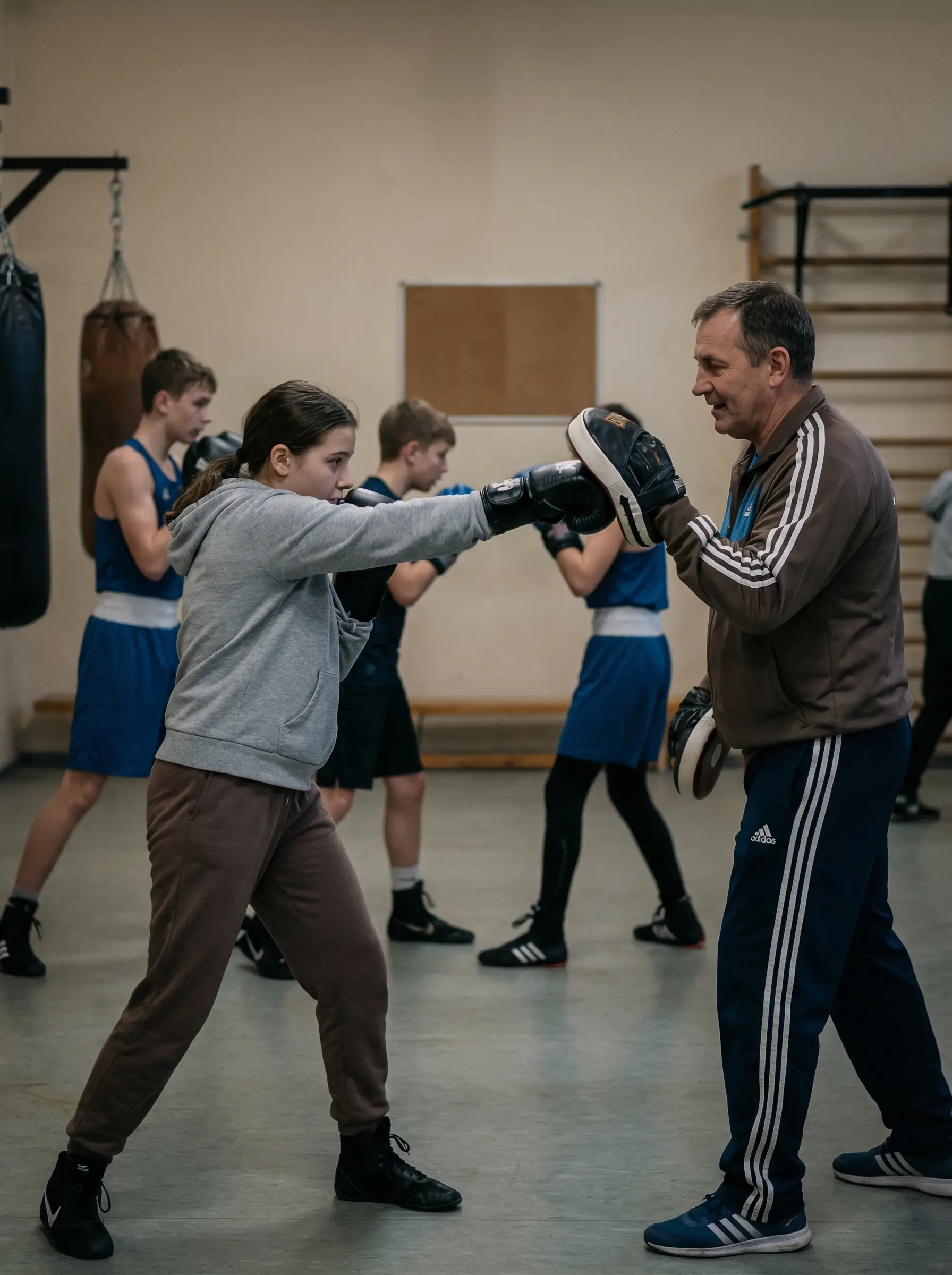 Jongere traint focus en zelfbeheersing tijdens begeleide boksactiviteit