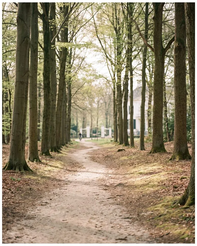 Een bospad in het groen